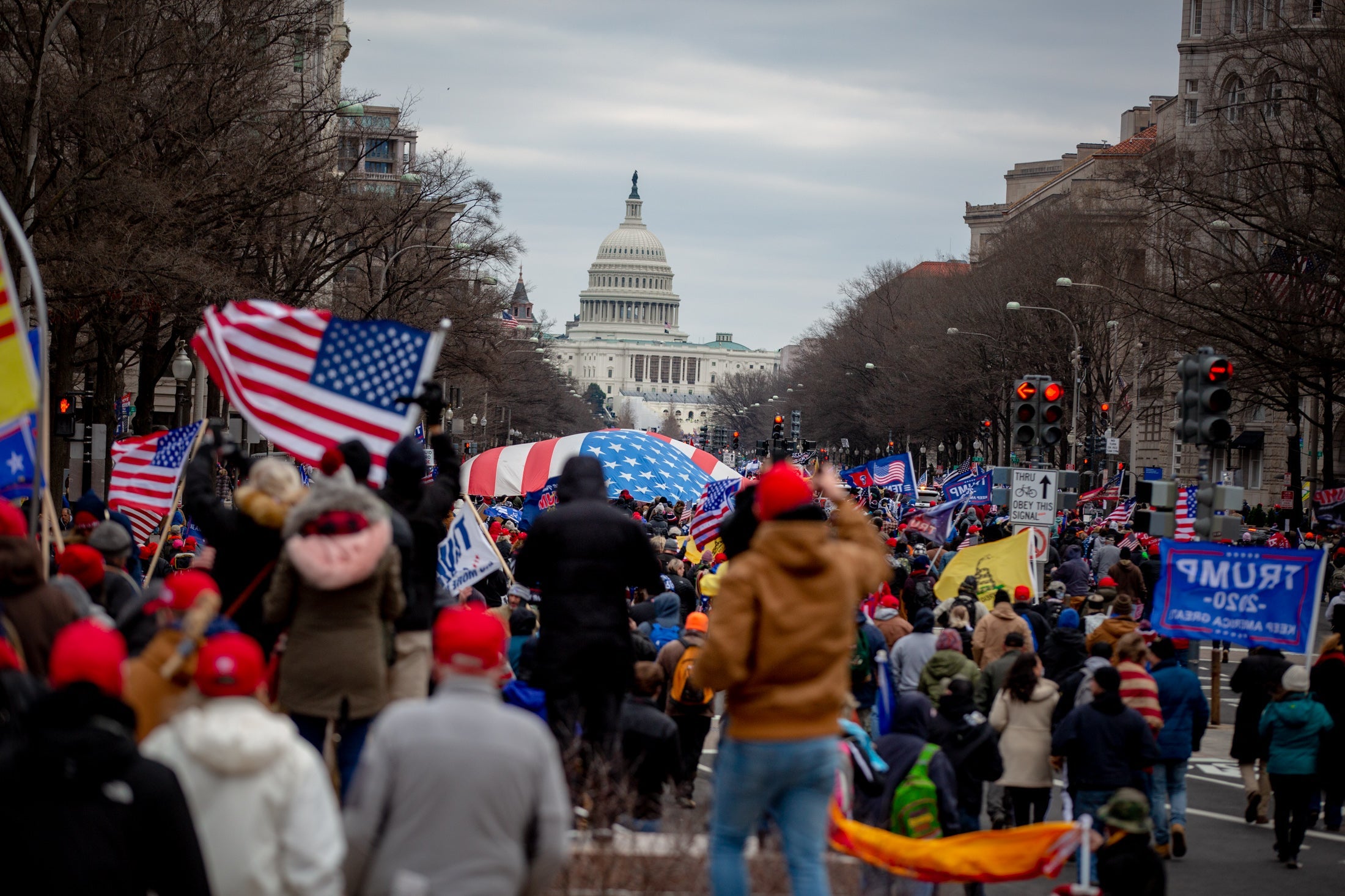 Thousands of Trump supports march on the Capitol.