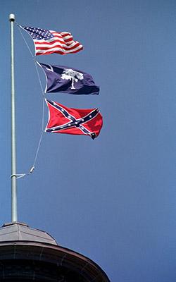 The Confederate flag atop the capitol building in South Carolina