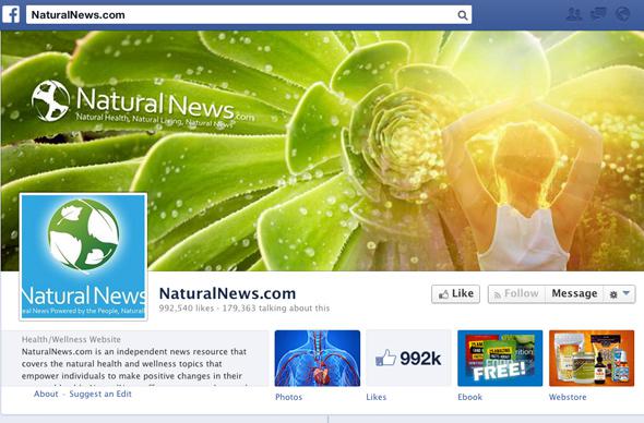 Natural News' Facebook page.