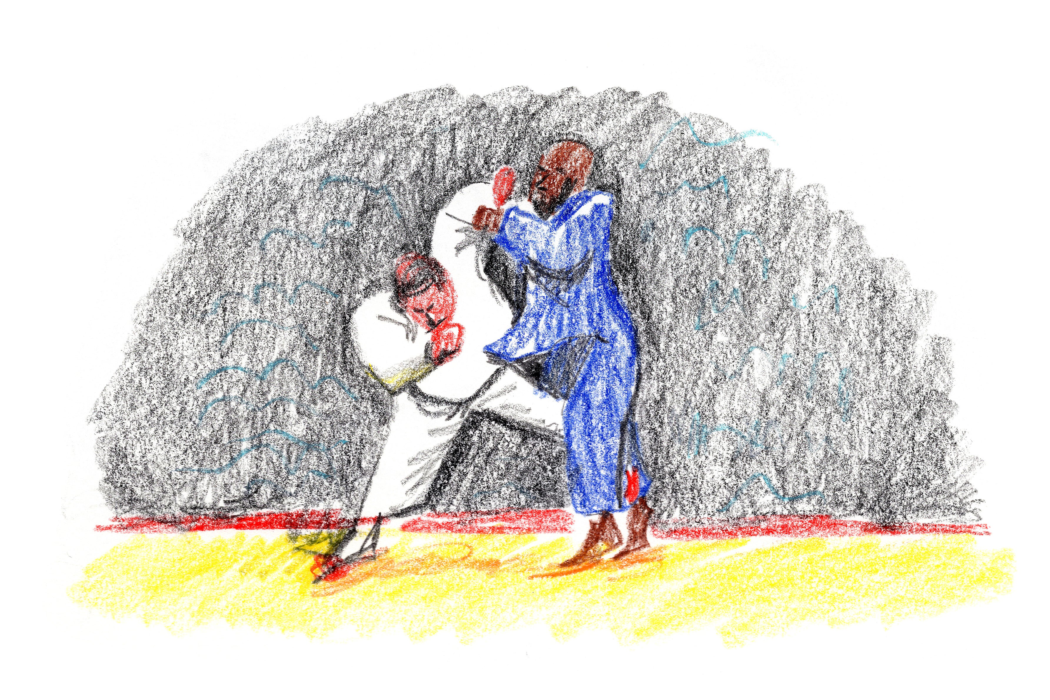 An illustration shows French judoka Teddy Riner competing against Japan's Tatsuru Saito. The French mixed team won gold.