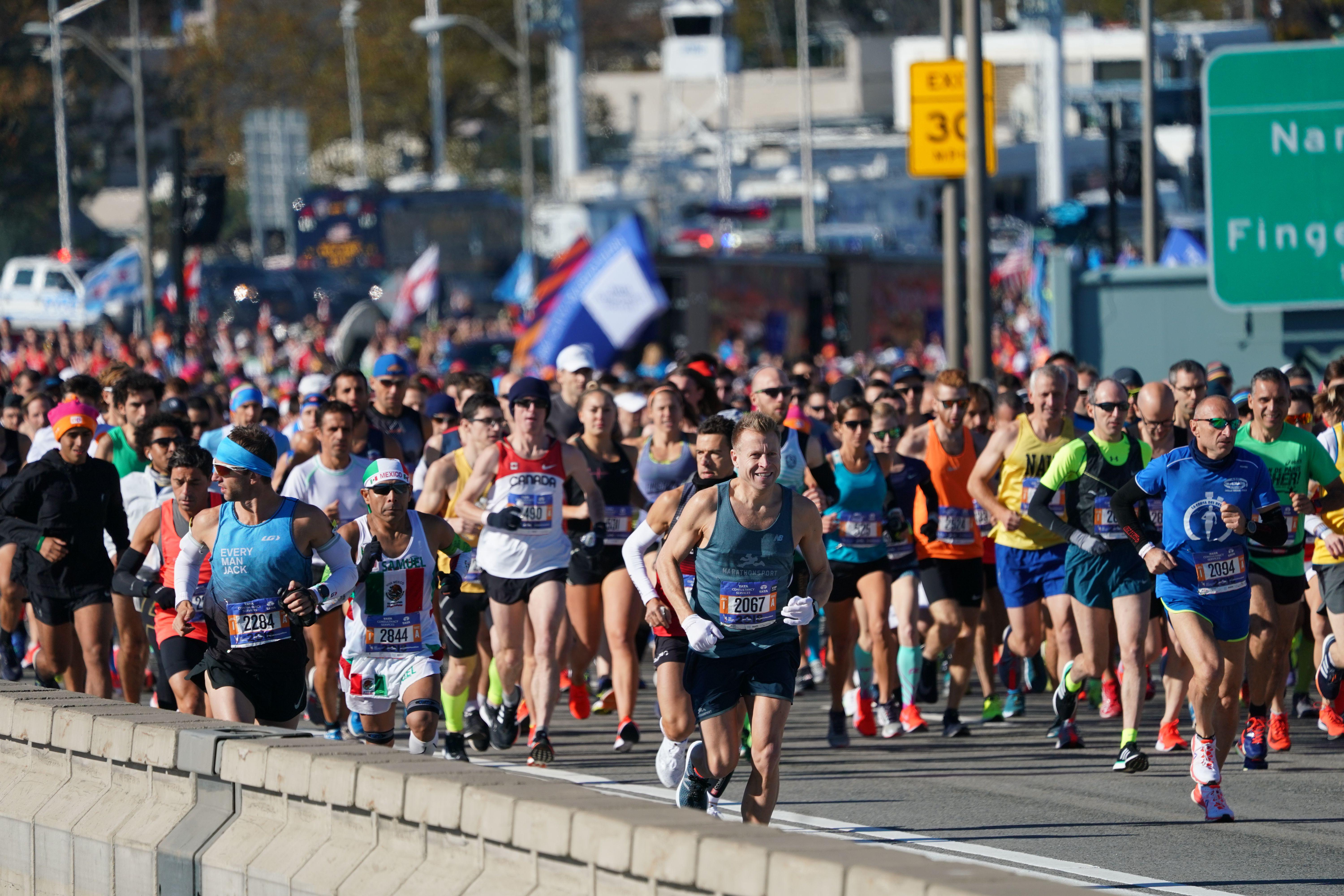 Runners take part in the New York City Marathon.
