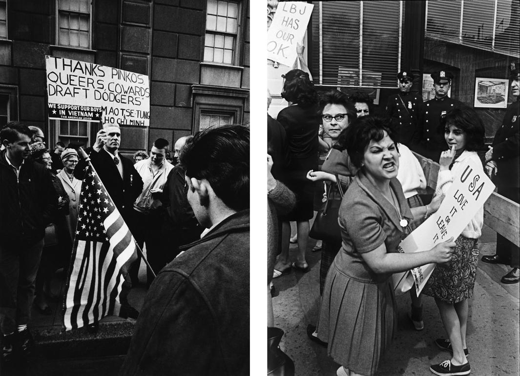 Left: Pro-Vietnam Warprotest, circa 1968. Right: Pro-Vietnam War protest.Union Square, New YorkCity, May 1964.
