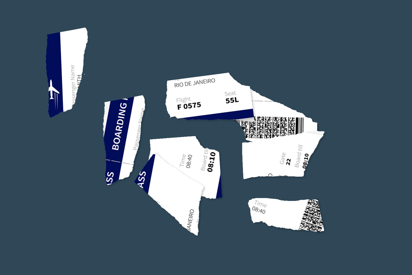 Ripped-up airline ticket.