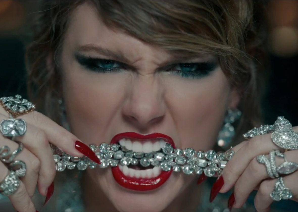 Taylor Swift in the video for “Look What You Made Me Do”