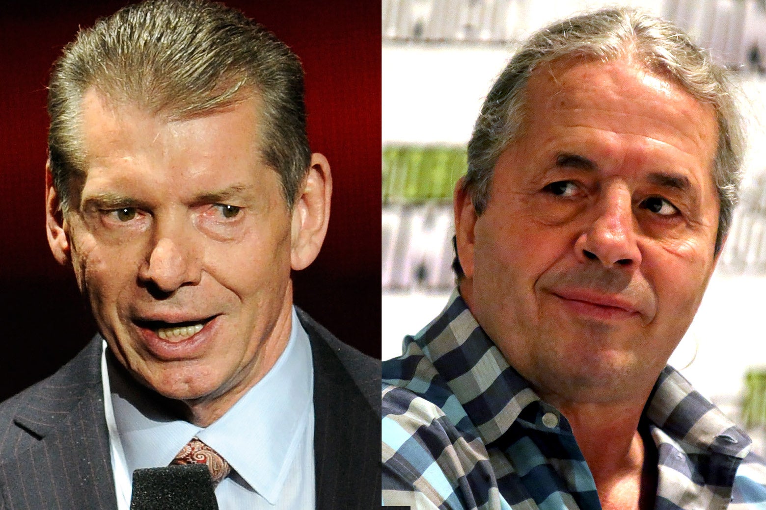 Left: Vince McMahon. Right: Bret Hart.