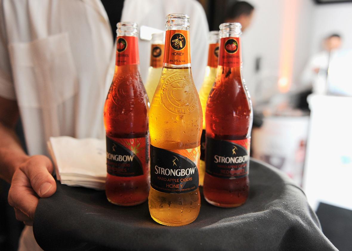 Strongbow Hard Apple Cider on display at the Southern Kitchen Brunch Hosted By Trisha Yearwood - Part of The NYT Cooking Series during 2016 Food Network & Cooking Channel South Beach Wine & Food Festival  on February 28, 2016 in Miami Beach, Florida. 