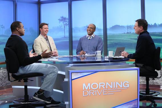 Hosts on the set of Morning Drive. 
