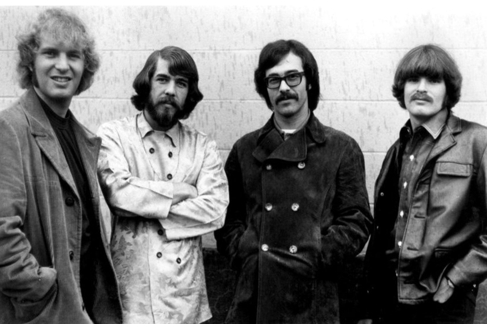 Black-and-white photo of the four band members in 1968.