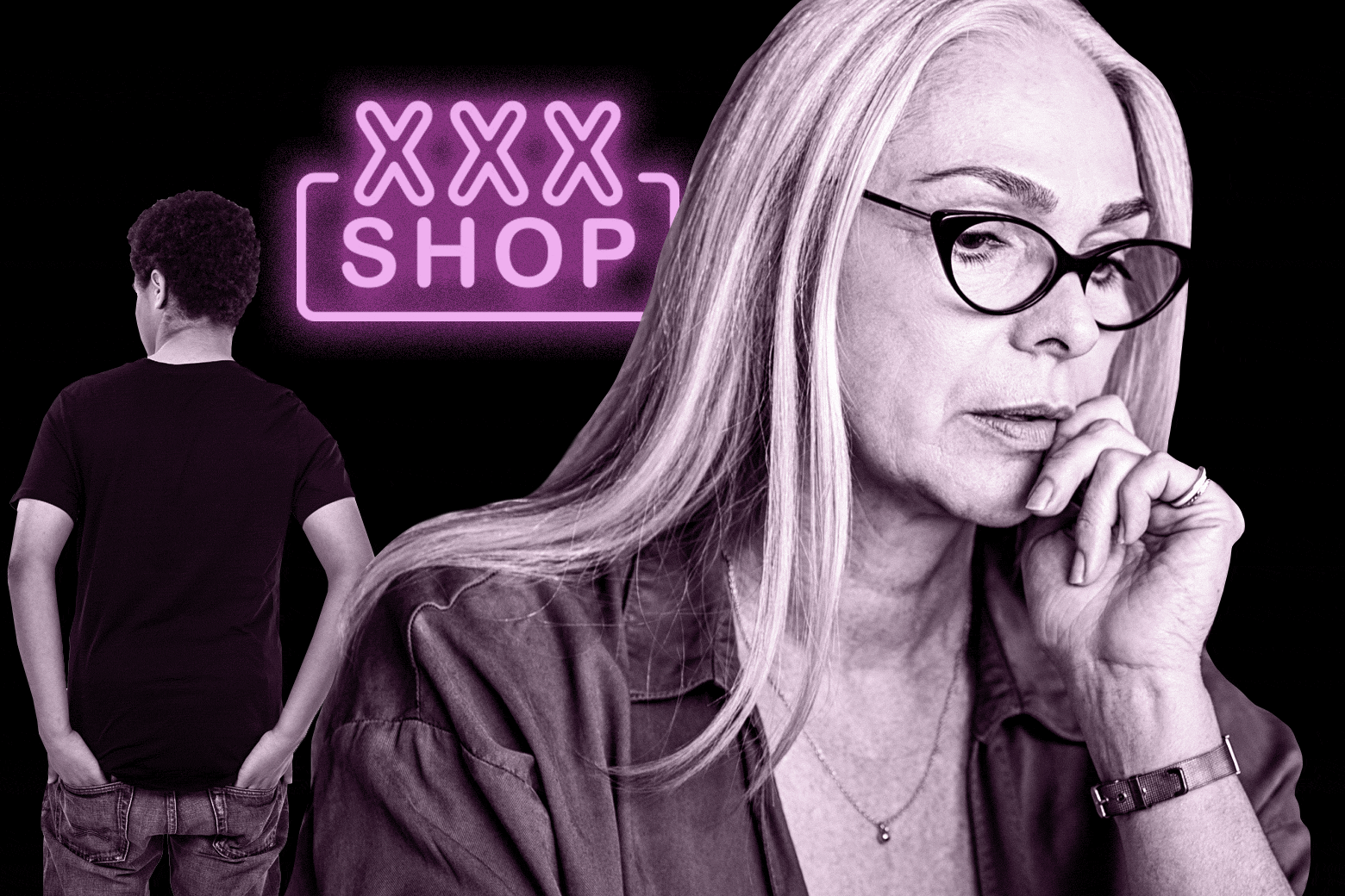 A woman considers whether to buy her son a sex toy. 