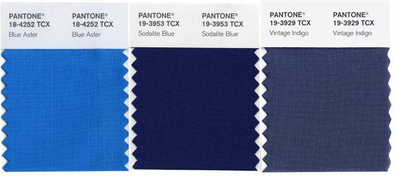 Pantone's shades of blue. 