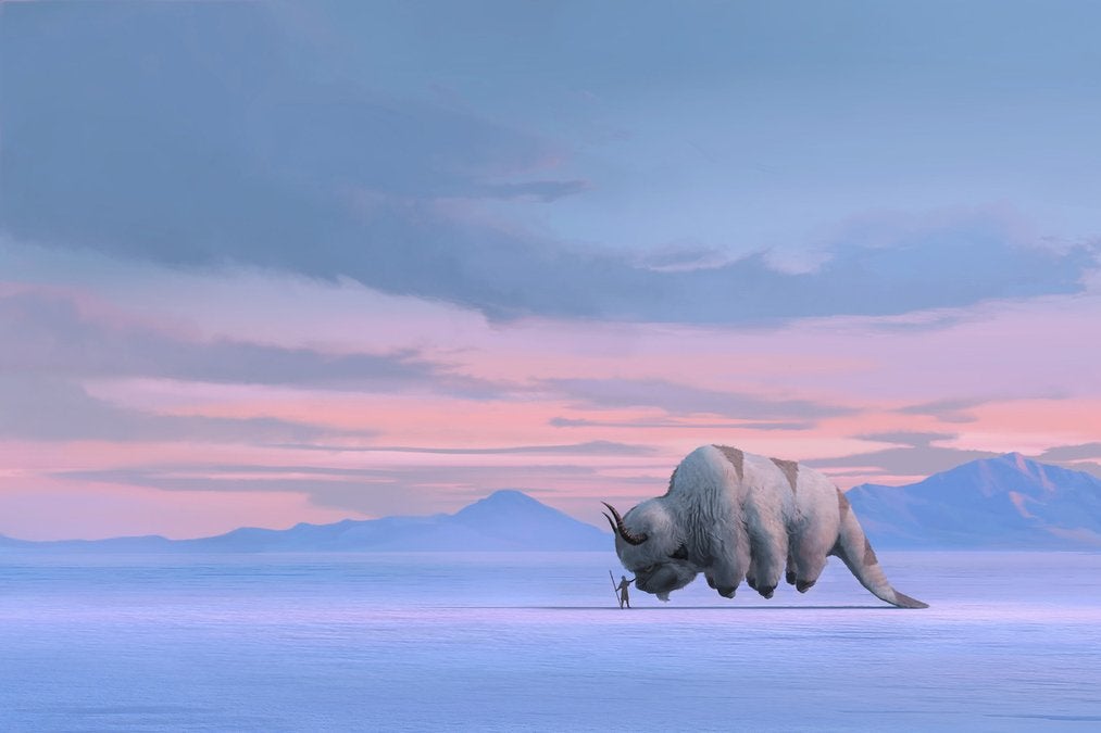 Protagonist Aang and his flying bison, Appa