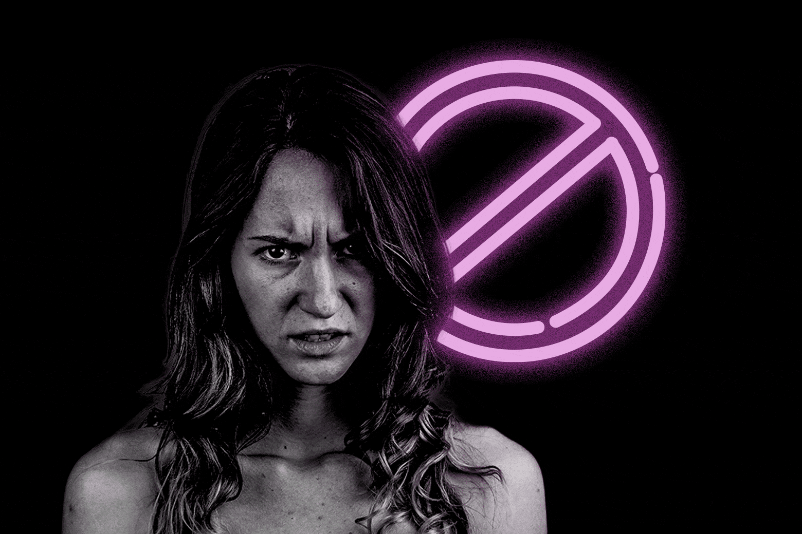 Woman furrowing her brow.