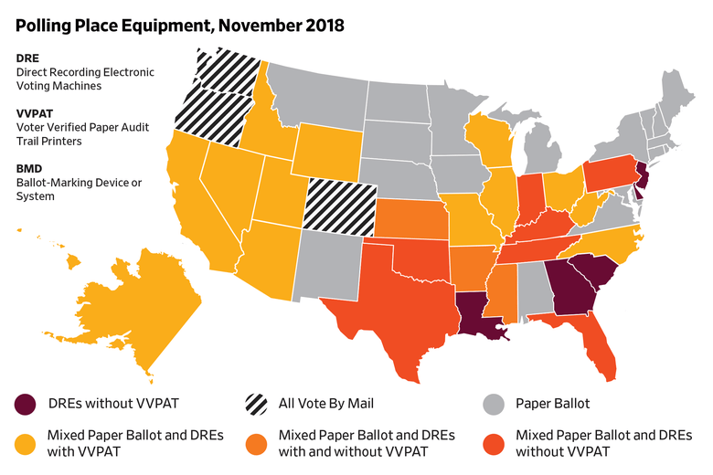 Map of polling place equipment, 2018