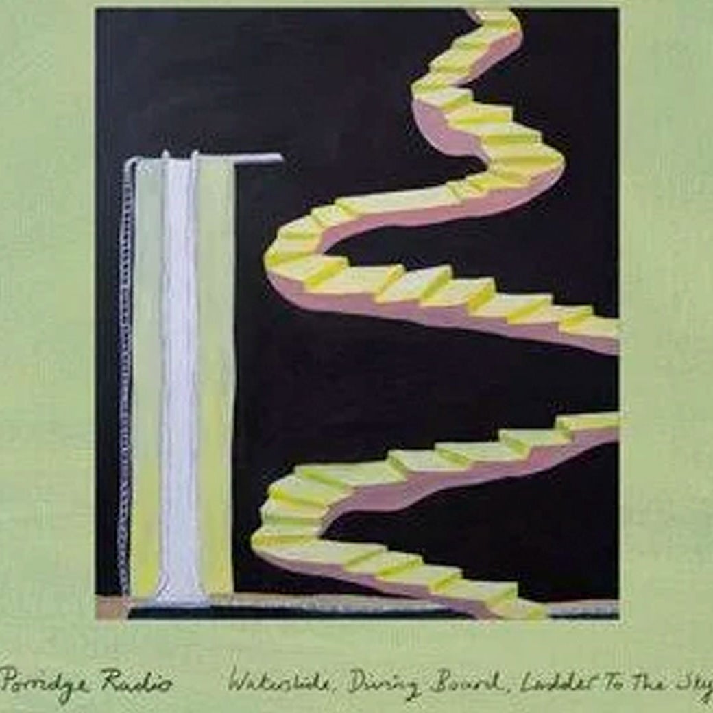 A winding staircase is on the album cover art. 