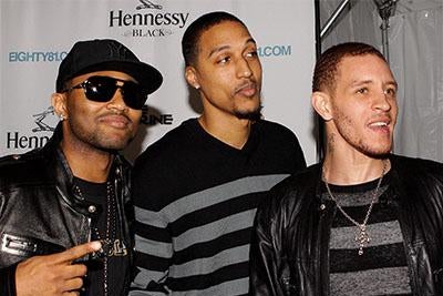 West attends an event in Chicago with teammates Jamario Moon and Mo Williams in 2010.