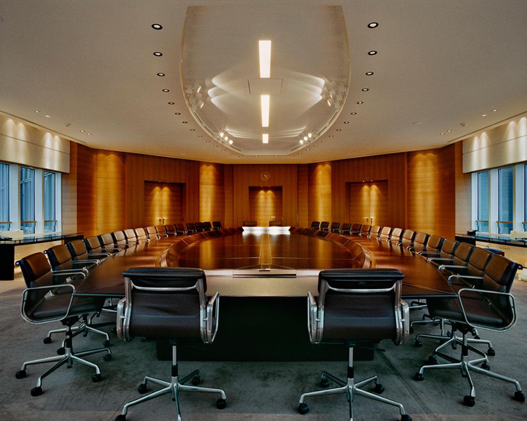 The meeting table of the Board of Directors of Total, Courbevoie, France, 12 December 2009