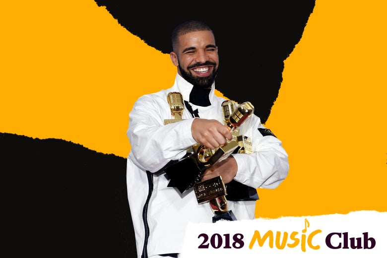 Drake with Billboard Music Awards trophies