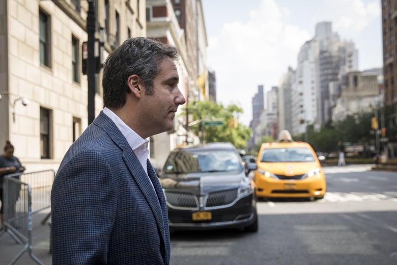 Michael Cohen, former personal attorney for U.S. President Donald Trump, exits the Loews Regency hotel and walks toward a taxi cab, July 27, 2018 in New York City. 