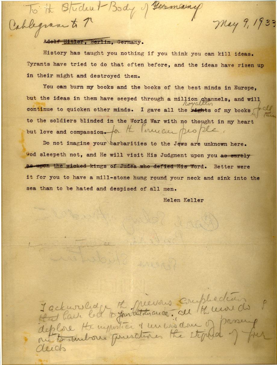Helen Keller letter