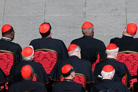 Cardinals attend the last general audience of Pope Benedict XVI in Saint Peter's Square at the Vatican, February 27, 2013. 