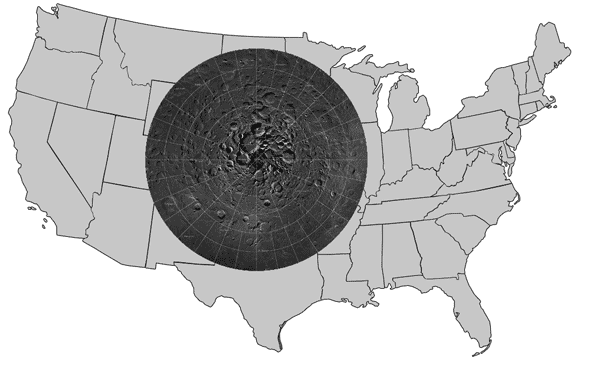 Moon map and the US