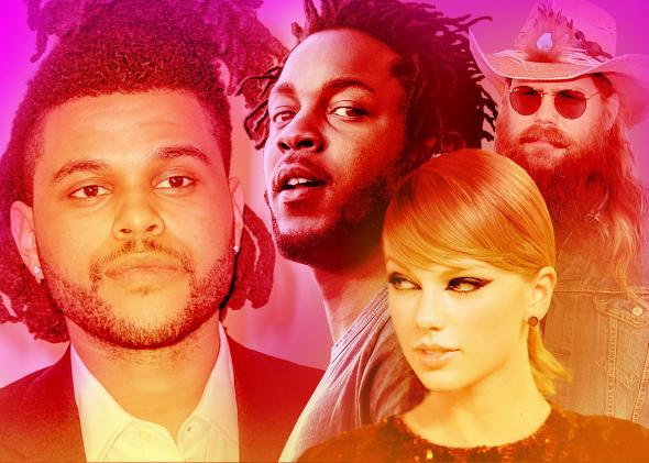 The Weeknd, Kendrick Lamar, Taylor Swift, Chris Stapleton.