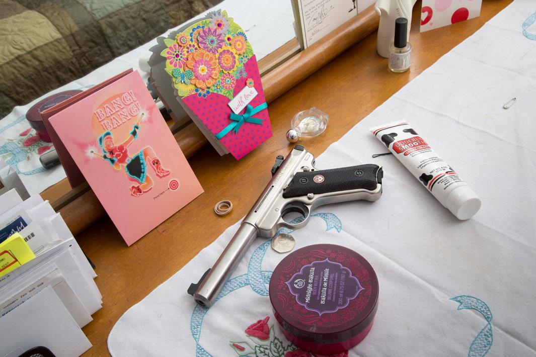 Millicent Hunter's gun at her home on Feb. 12, 2013, in Fairfax, Va.