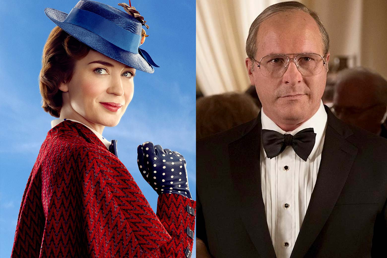 Emily Blunt as Mary Poppins and Christian Bale as Dick Cheney.