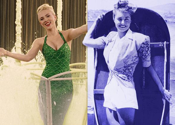 Scarlett Johansson in Hail, Caesar! and real-life movie star Esther Williams.