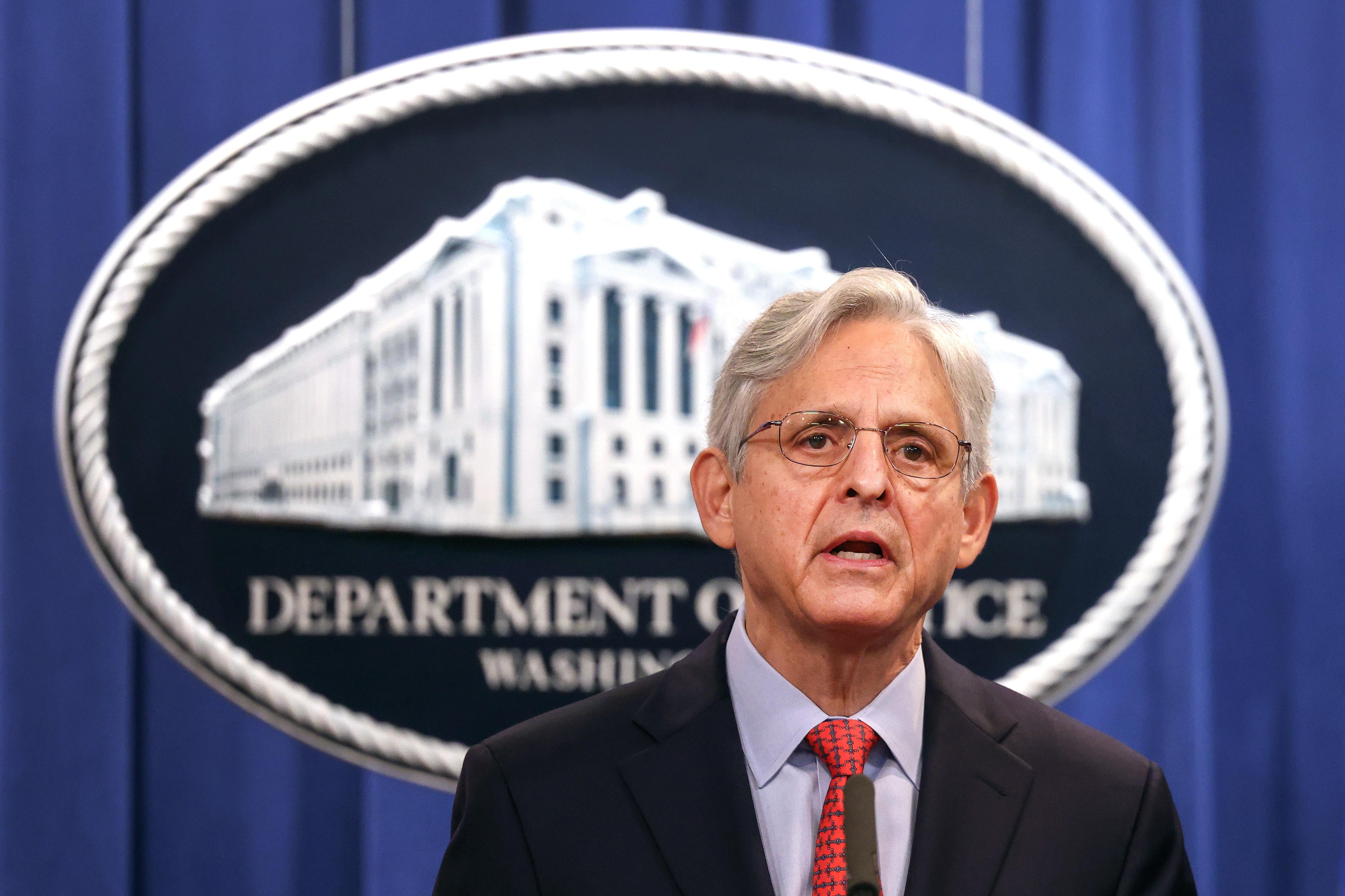 Attorney General Merrick Garland announces a federal investigation of the City of Phoenix and the Phoenix Police Department during a news conference at the Department of Justice on August 05, 2021 in Washington, D.C.