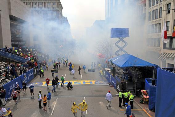 Two explosions went off near the finish line of the 117th Boston Marathon on April 15, 2013. 