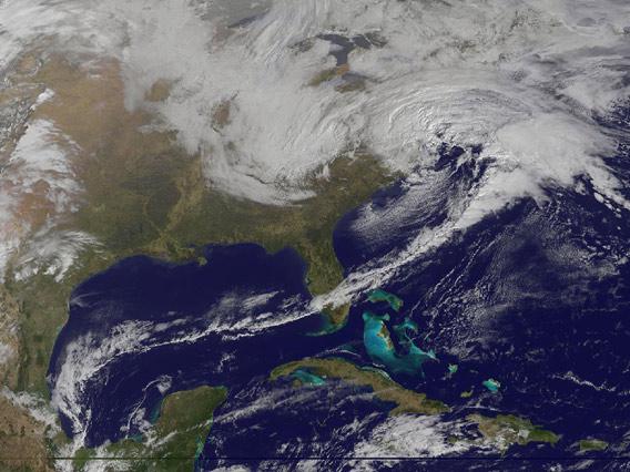 Winter storm seen from space