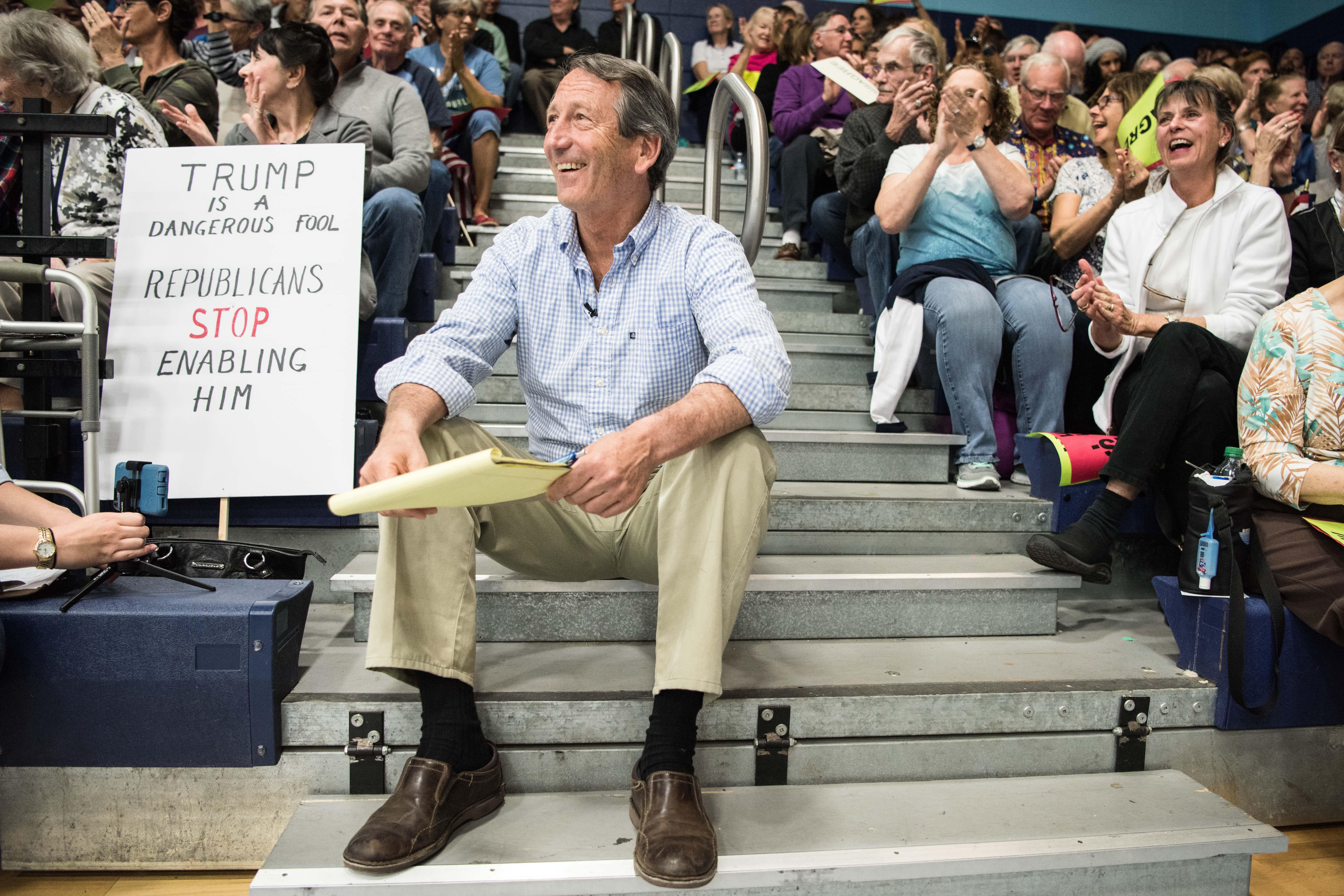 Mark Sanford waits for his introduction during a town hall meeting March 18, 2017 in Hilton Head, South Carolina.