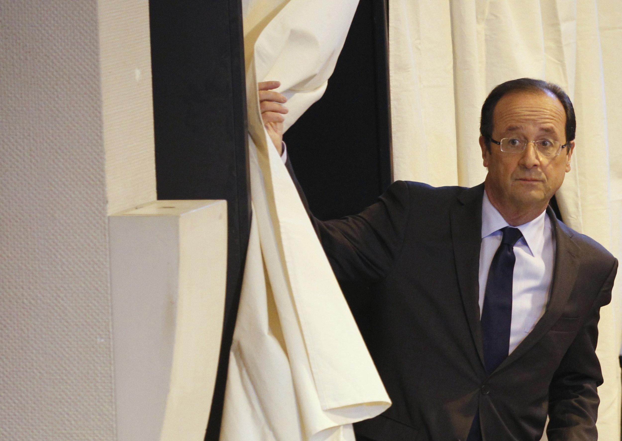 François Hollande votes in Tulle, France