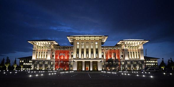 The Ak Saray or “White Palace” is a $615 million, 1,100 room structure on the edge of Ankara that serves as Erdogan’s new official residence.