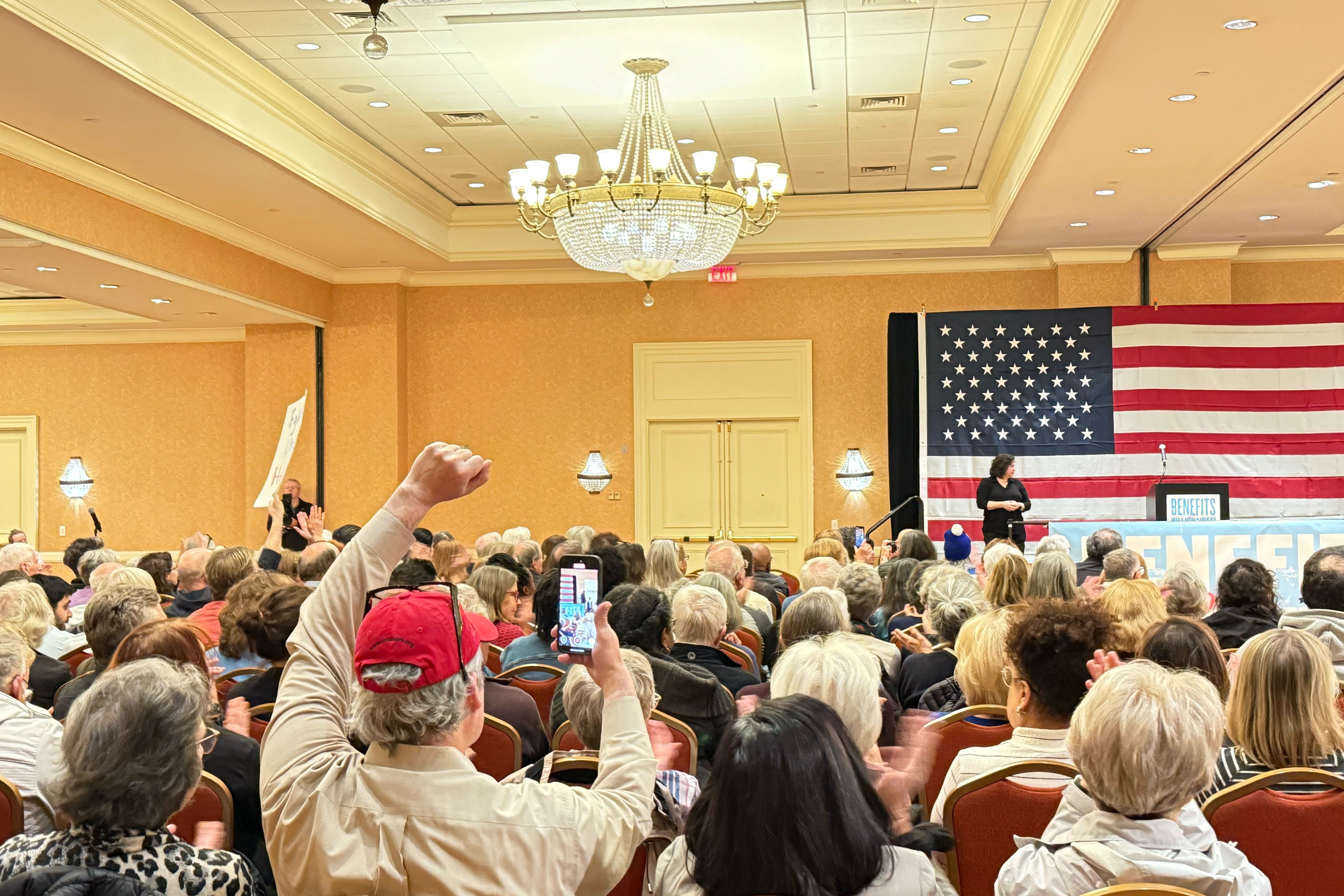 The town hall meeting in Bridgewater, New Jersey.