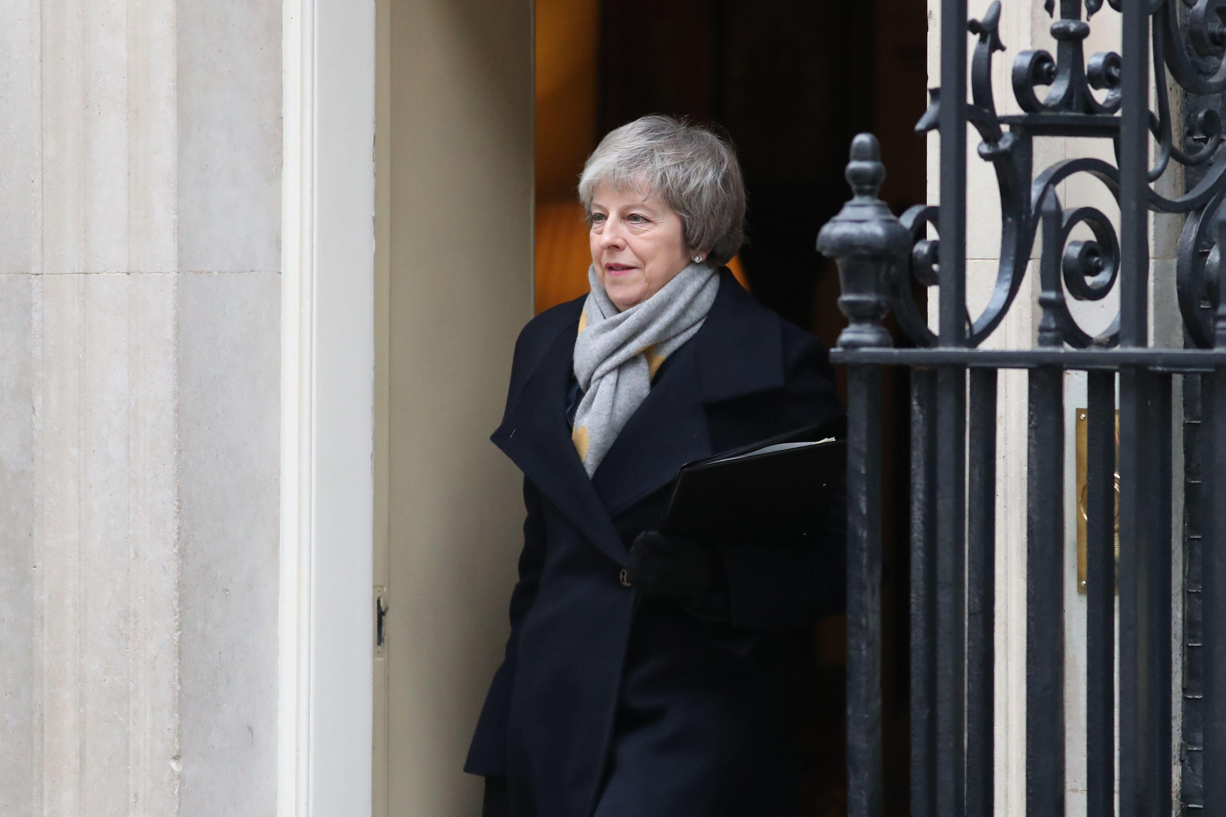Britain's Prime Minister Theresa May leaves Downing street after the weekly cabinet meeting in London on January 15, 2019. 