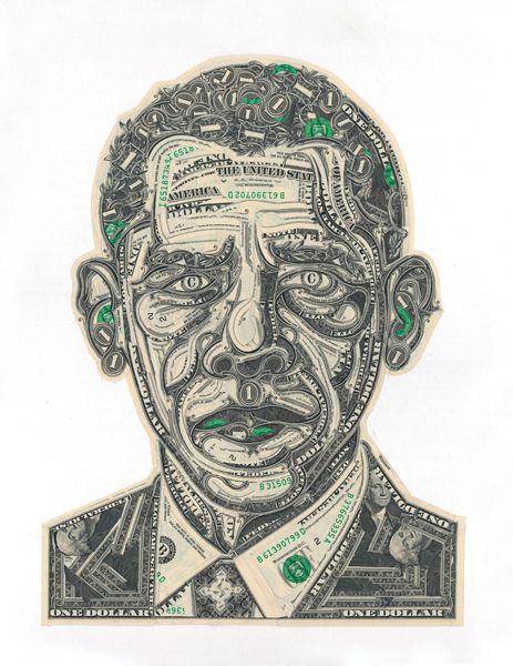 Collage artist Mark Wagner: Currency portraits.