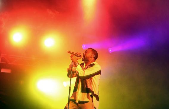 Kanye West performs on stage at Big Day Out 2012 at the Sydney Showground on January 26, 2012 in Sydney, Australia. 