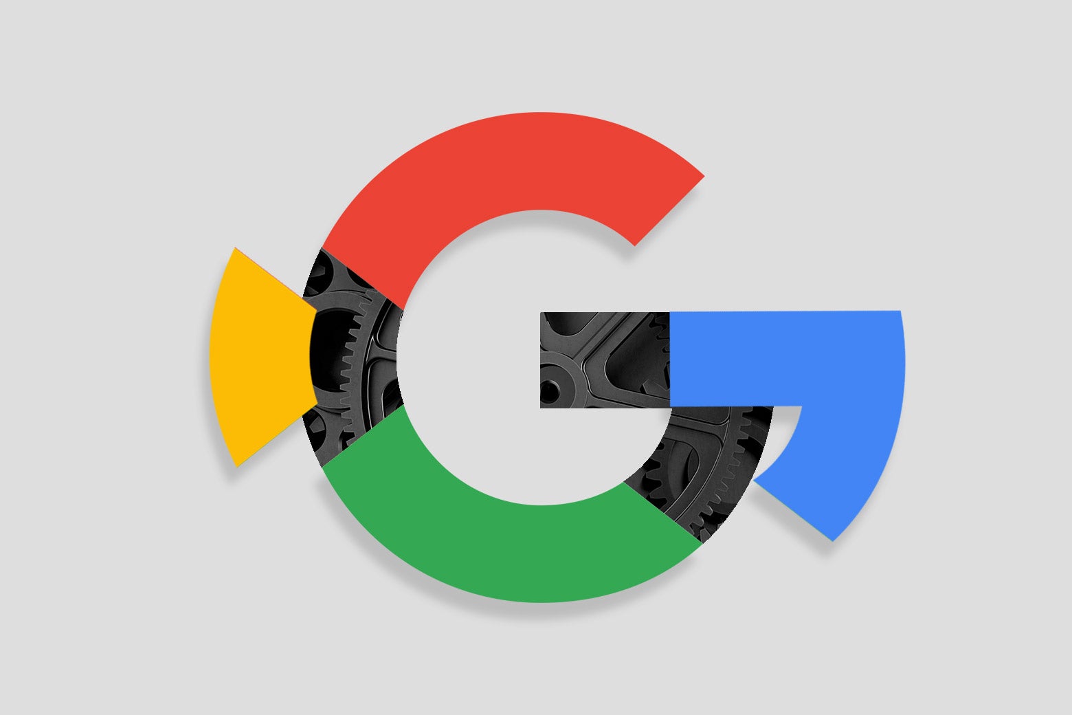 A Google G with mechanical parts being revealed.