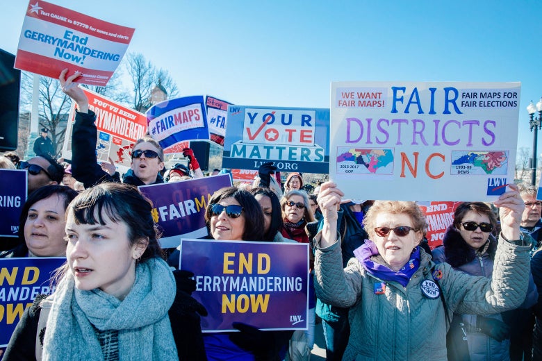 Protesters attends a rally for fair election district maps on Tuesday in Washington.