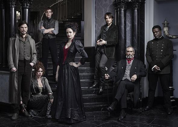 The cast of Penny Dreadful. From left to right: Josh Hartnett, Billie Piper, Harry Treadaway, Eva Green, Reeve Carney, Timothy Dalton, and Danny Sapani.