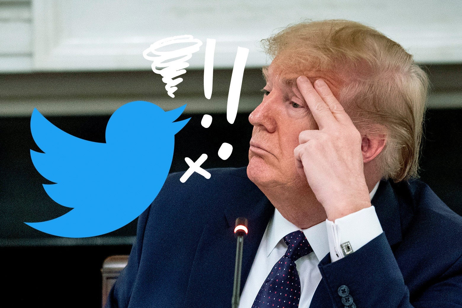 Donald Trump getting cursed out by a Twitter bird.