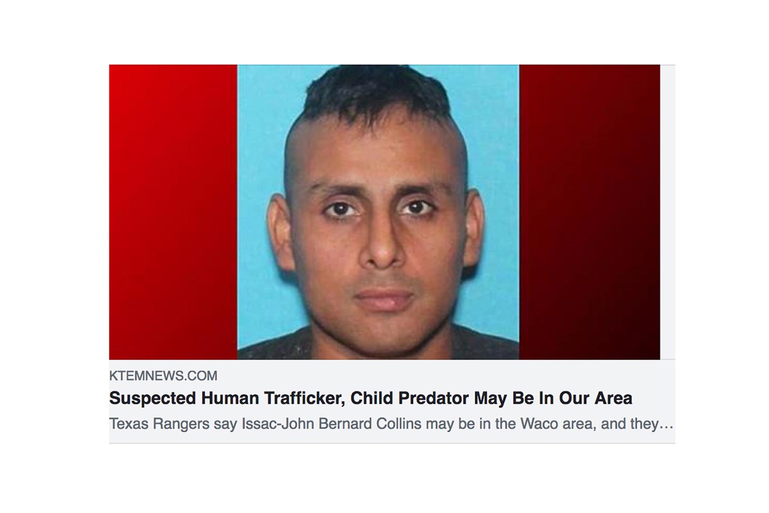 A screenshot of the KTEM news item on Facebook.
