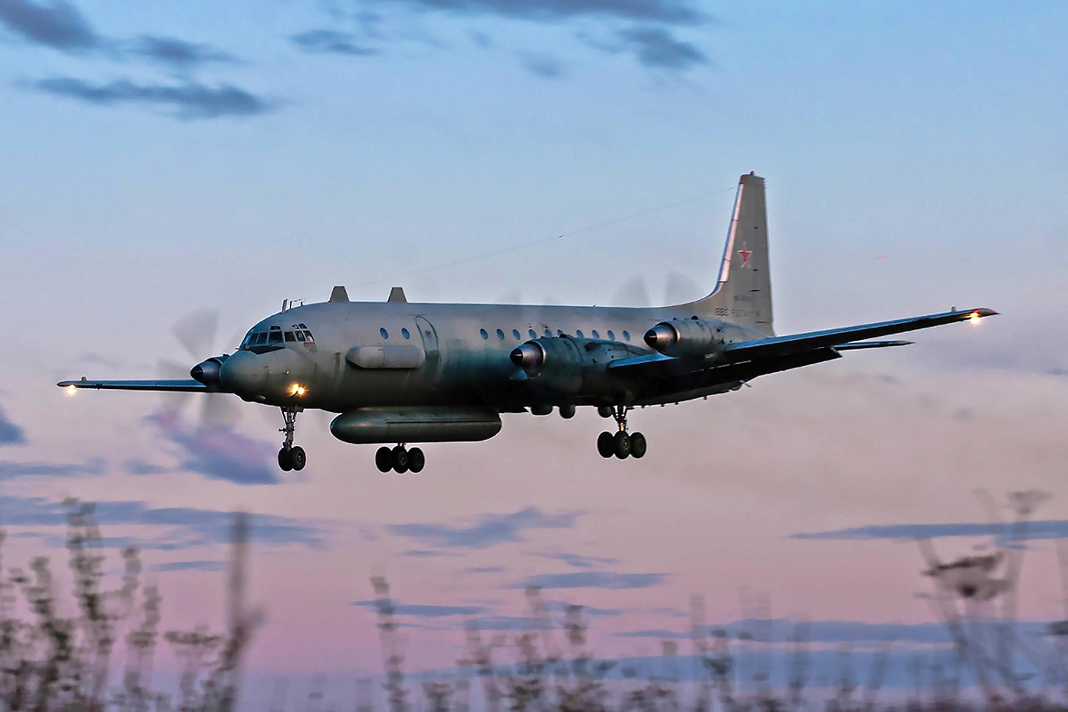 A photo taken on July 23, 2006 shows an Russian IL-20M plane landing at an unknown location.