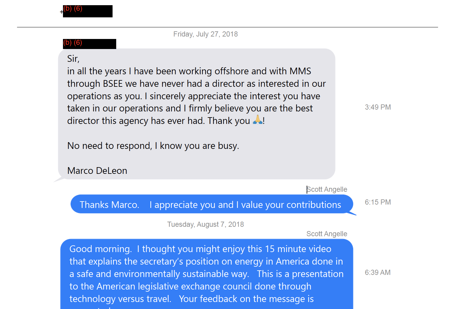 Screenshot of a text conversation
