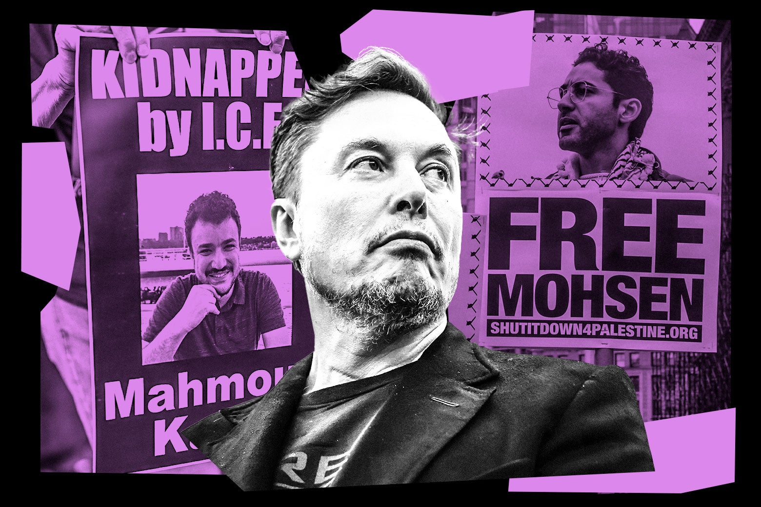 Elon Musk, Mohsen Mahdawi, and Mahmoud Khalil.