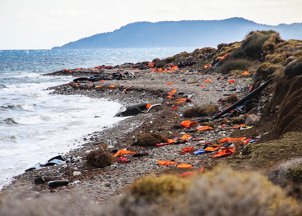 Eftalou Beach, in the North of Lesbos, in October.