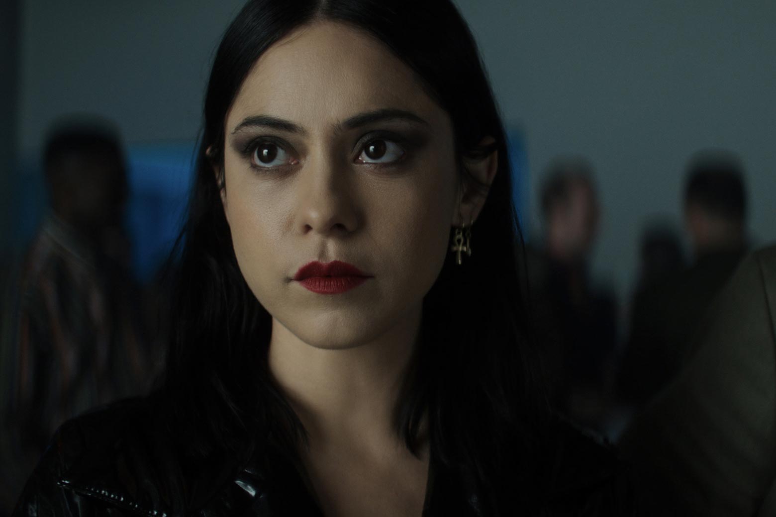 Rosa Salazar in killer red lipstick.