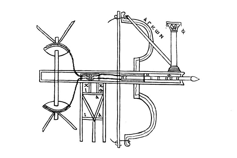 Illustrated overhead view of an oxybeles.